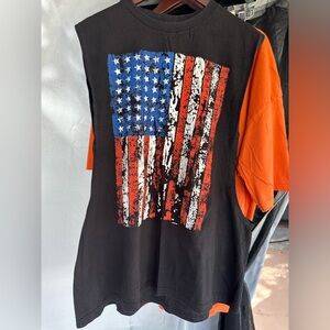 Patriotic American Flag cut off tshirt size 3XL 4th of July Mens Shirt